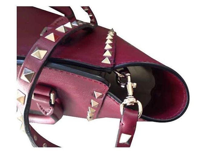 Borsa Valentino Rockstud in pelle bordeaux Bordò - vista 3