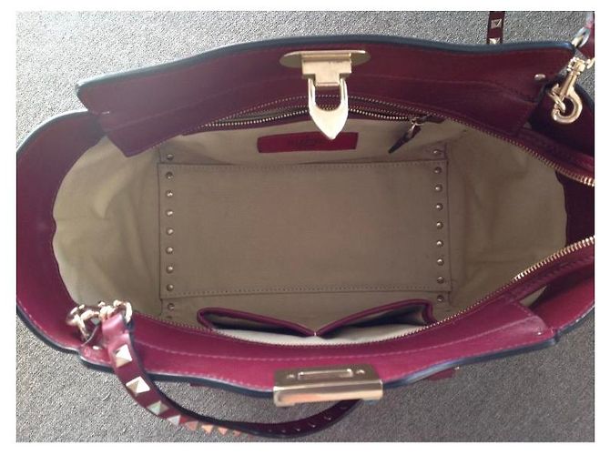Borsa Valentino Rockstud in pelle bordeaux Bordò - vista 5
