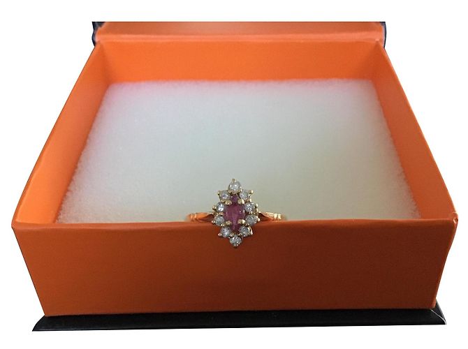 Autre Marque Anillo de rubí marquise y diamantes en oro amarillo 18k Dorado - vista 2