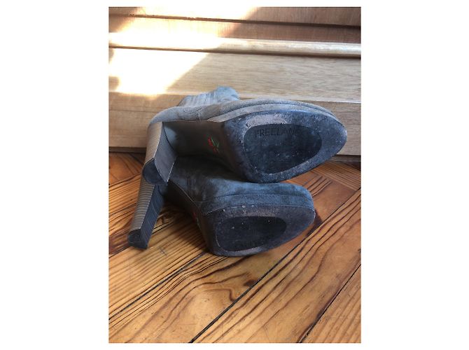 Free Lance Ankle Boots Green Velvet Deerskin Olive green - view 5