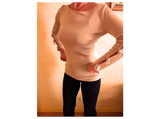 Top largo beige de viscosa Emmanuelle Khanh - vista 4