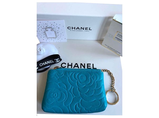 Chanel Kameliengeldbeutel Blau - Ansicht 2