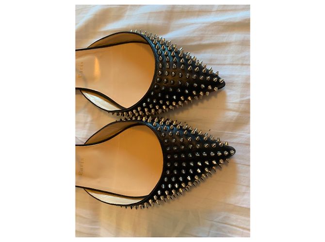 Christian Louboutin Leathe Ballet Flats con pinchos Negro - vista 5