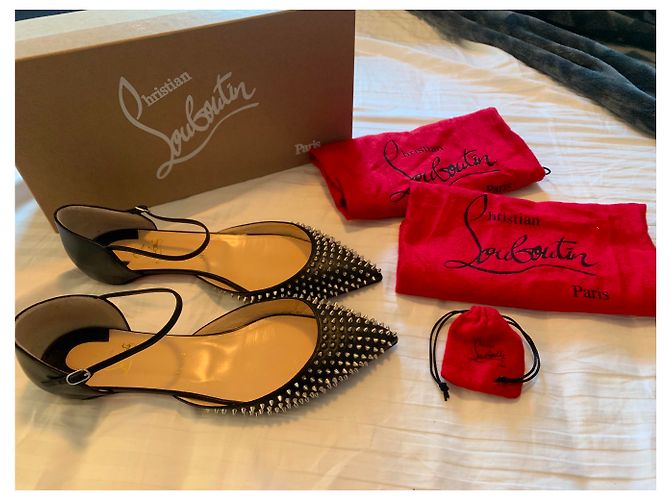 Christian Louboutin Leathe Ballet Flats con pinchos Negro - vista 7