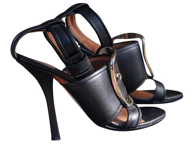 Givenchy Sandale mit Absatz und Absatz Schwarz Silber - Ansicht 2