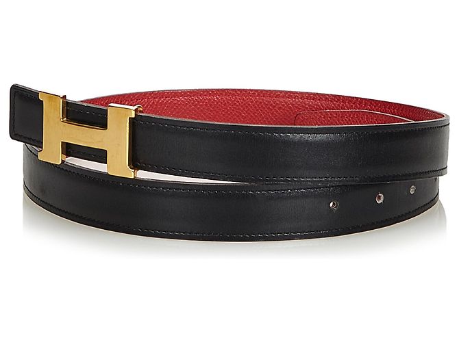 Hermès Cinturón de cuero negro Hermes Constance Roja - vista 2