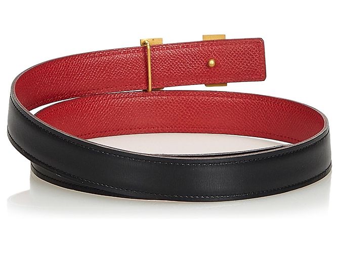 Hermès Cinturón de cuero negro Hermes Constance Roja - vista 3