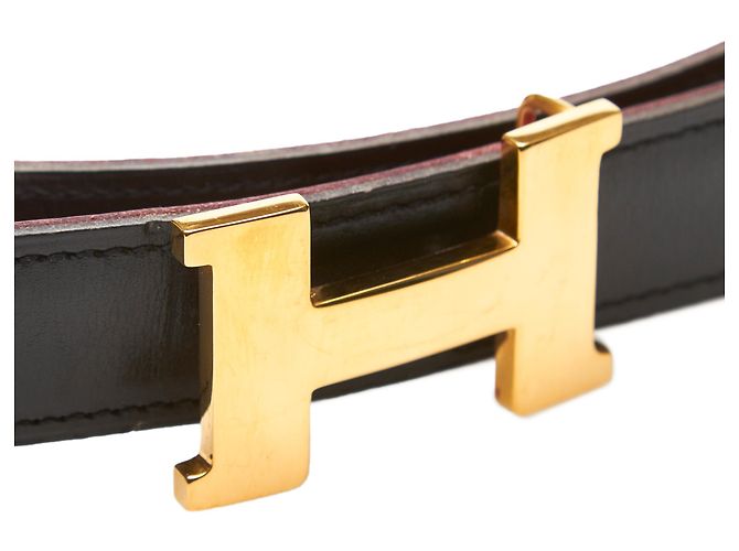 Hermès Cinturón de cuero negro Hermes Constance Roja - vista 7