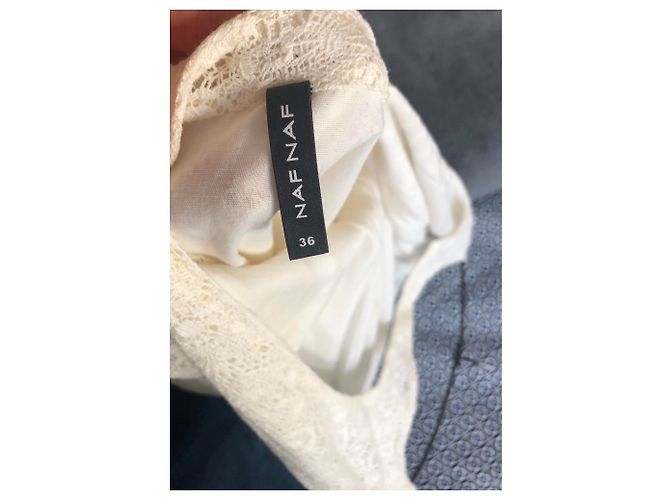 Autre Marque naf naf Vestido de verano blanco con encaje Blanco roto - vista 6
