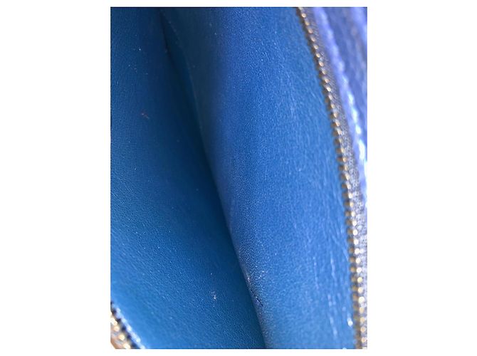 Borsa a mano Céline Trapeze blu in pelle e velluto - vista 7
