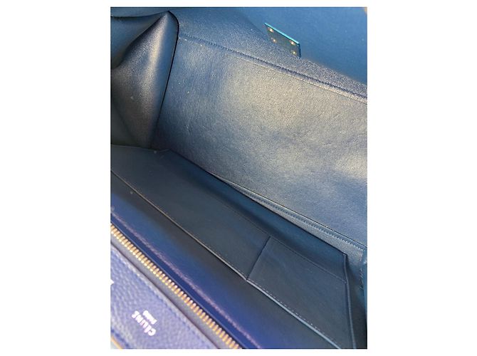 Borsa a mano Céline Trapeze blu in pelle e velluto - vista 9