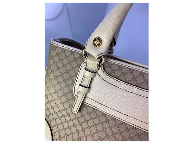 Borsa Tote Céline Boogie Marrone Bianco Monogramma - vista 5