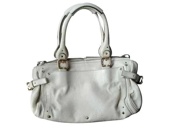 Borsa a mano Chloé Paddington in pelle eggshell Bianco sporco - vista 2