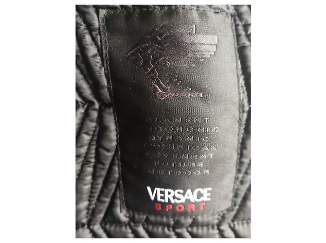 Gilet Impermeabile Versace Nero Beige - vista 5