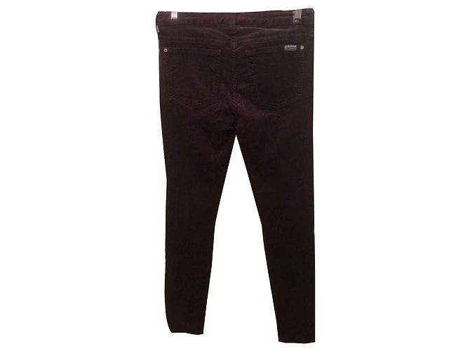 7 For All Mankind Pantalones Pitillo de Pana Rojo Oscuro Burdeos - vista 2