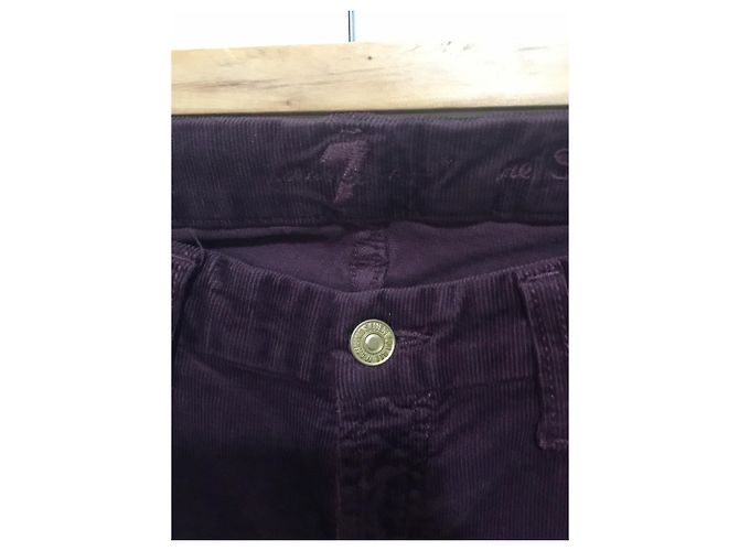 7 For All Mankind Pantalones Pitillo de Pana Rojo Oscuro Burdeos - vista 3