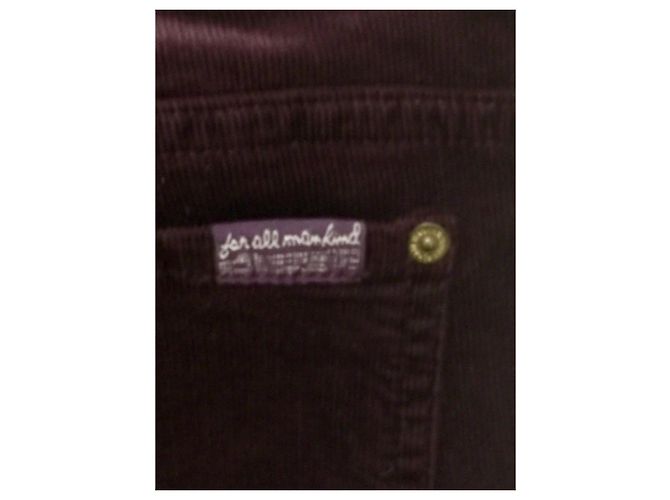 7 For All Mankind Pantalones Pitillo de Pana Rojo Oscuro Burdeos - vista 4
