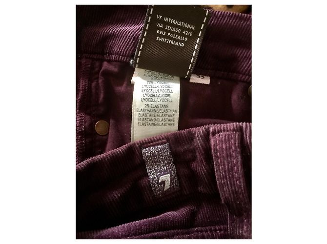 7 For All Mankind Pantalones Pitillo de Pana Rojo Oscuro Burdeos - vista 6
