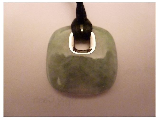 Autre Marque Collana QEELIN in Giada Verde e Oro Bianco - vista 4