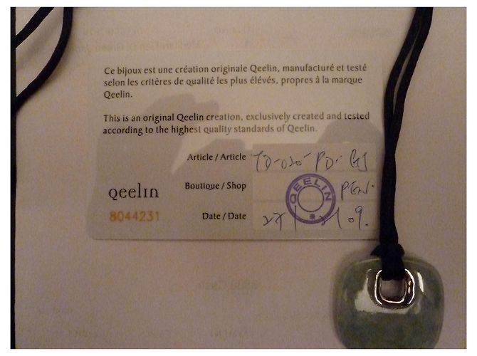 Autre Marque Collana QEELIN in Giada Verde e Oro Bianco - vista 6