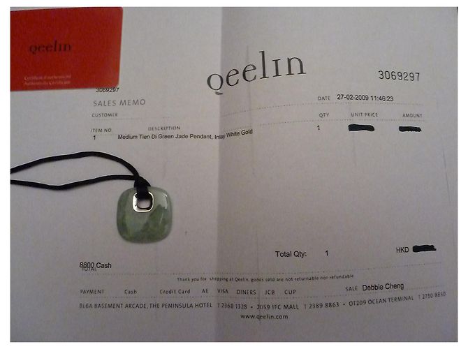 Autre Marque Collana QEELIN in Giada Verde e Oro Bianco - vista 7