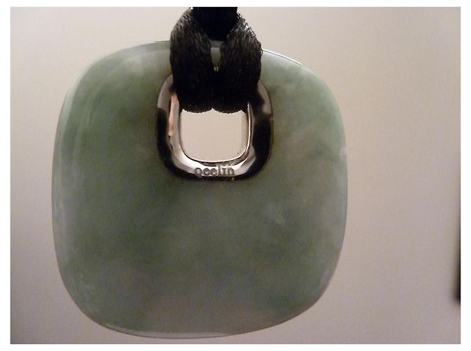 Autre Marque Collana QEELIN in Giada Verde e Oro Bianco - vista 8