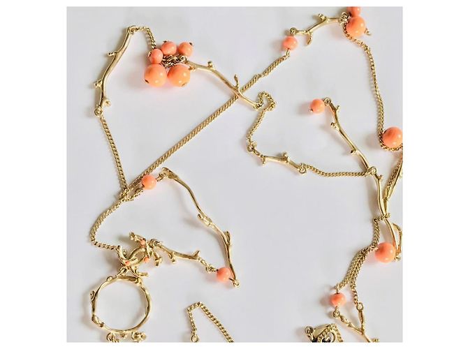 Collar largo Chanel rosa y dorado - vista 8