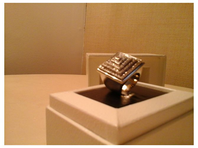 Autre Marque White gold pyramid ring with diamonds Silvery - view 5