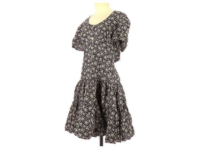 Robe Cacharel En Soie Et Coton Motif Floral - Taille 40 - Parfait état - Genou