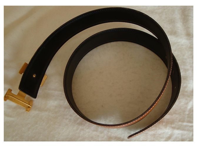 Hermès H Gürtelschnalle aus Leder Karamell - Ansicht 5