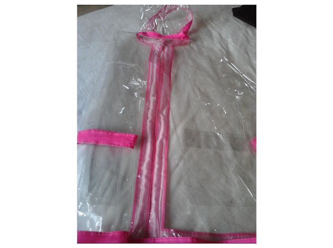 Impermeable Courreges de vinilo transparente con detalles rosas - vista 2