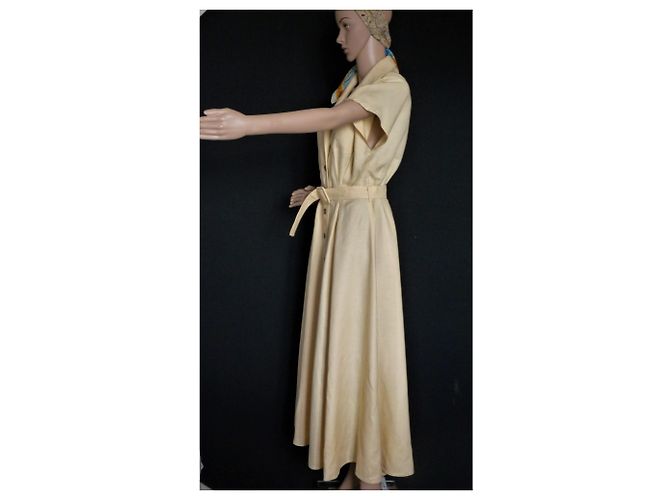 Zapa Langes Leinenkleid Gelb - Ansicht 3