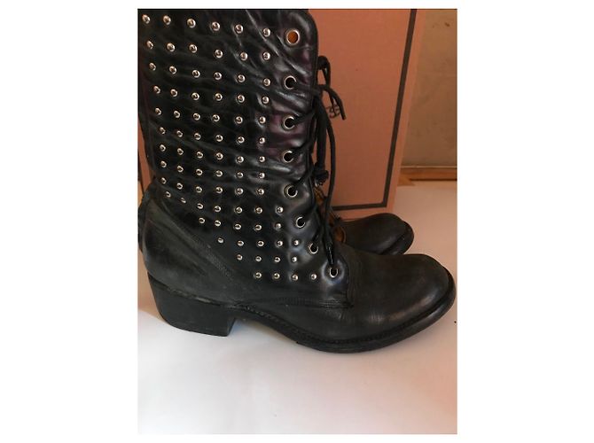 Stivali Mexicana Laguna in pelle nera con borchie argento Nero - vista 4