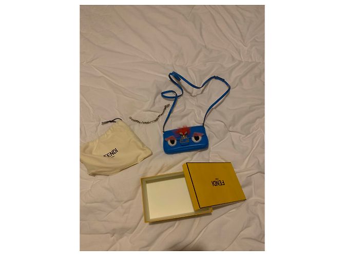 Pochette Banana Fendi Blu in Pelle - vista 3