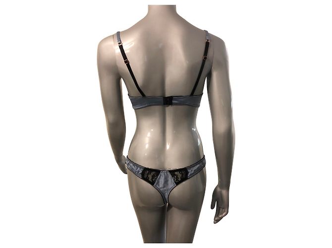 Autre Marque Conjunto de lencería MyLa London de seda y encaje azul - vista 2