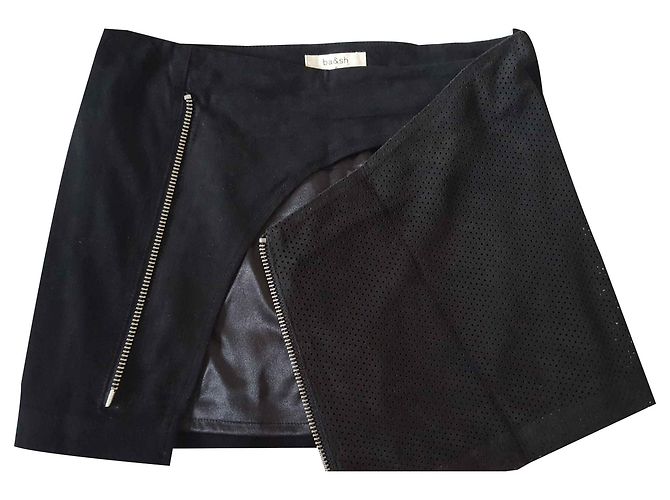 Ba&Sh Shorts neri Emma in velluto e pelle di capra Nero - vista 2