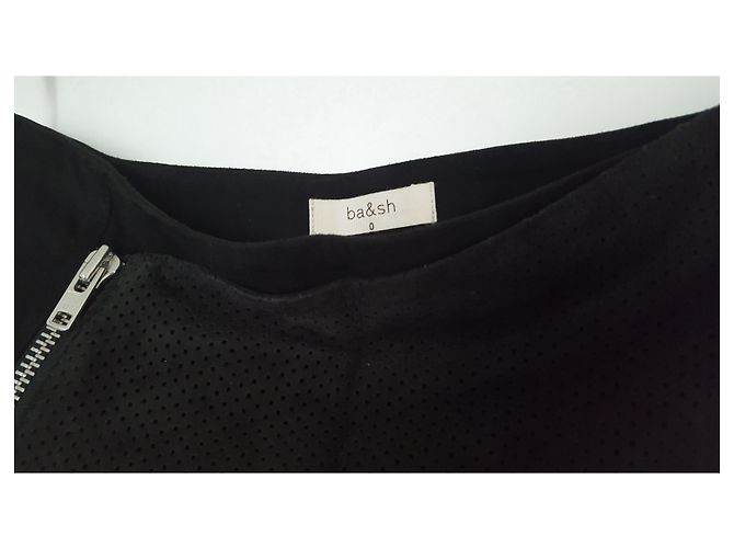 Ba&Sh Shorts neri Emma in velluto e pelle di capra Nero - vista 3