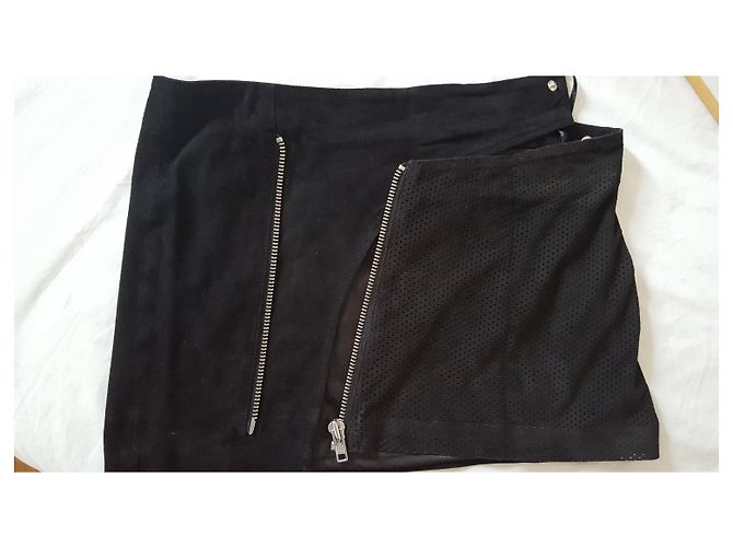 Ba&Sh Shorts neri Emma in velluto e pelle di capra Nero - vista 6
