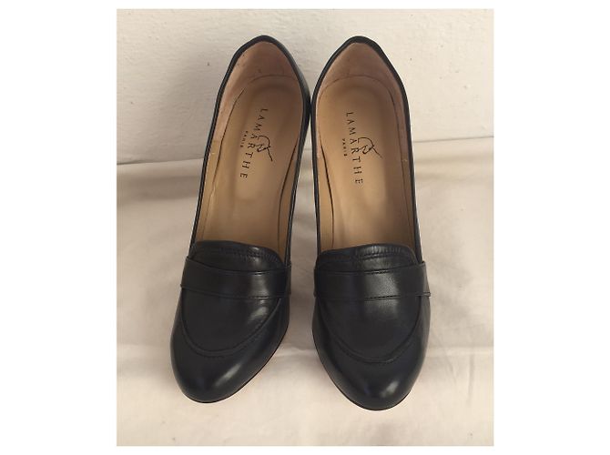 Autre Marque Décolleté Lamarthe Pelle Blu Scuro 39 - vista 4