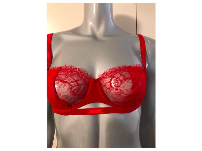 Autre Marque Set RC Rescentini in pizzo rosso Top e Tanga - vista 4