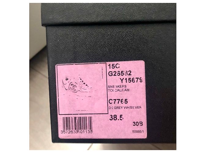 Sneakers Chanel Bianche e Blu Scuro in Pelle di Vitello Bianco - vista 6