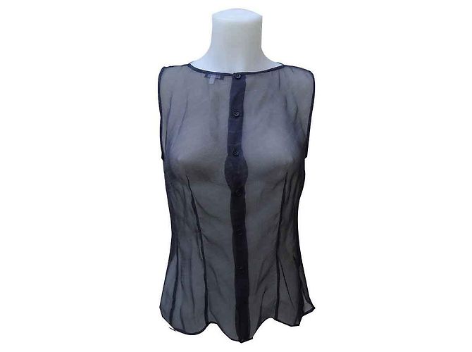 Giorgio Armani Top e Camicia in Seta Blu Navy - vista 2