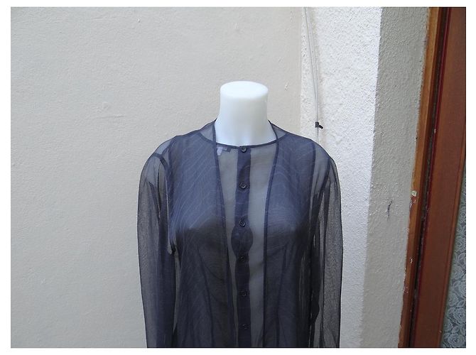 Giorgio Armani Top e Camicia in Seta Blu Navy - vista 3