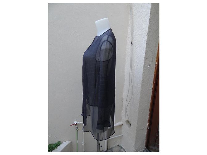 Giorgio Armani Top e Camicia in Seta Blu Navy - vista 4