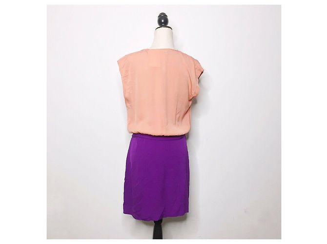 Diane Von Furstenberg DvF Reara colourblock vestido de seda Púrpura Melocotón - vista 2