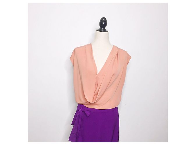 Diane Von Furstenberg DvF Reara colourblock vestido de seda Púrpura Melocotón - vista 4