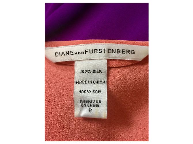 Diane Von Furstenberg DvF Reara colourblock vestido de seda Púrpura Melocotón - vista 5