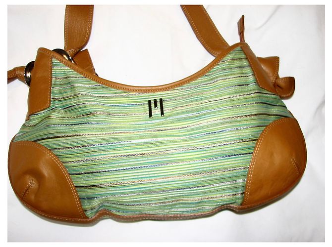 Borsa in pelle e tela Missoni Marrone Verde - vista 3