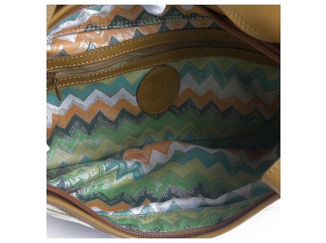 Borsa in pelle e tela Missoni Marrone Verde - vista 5