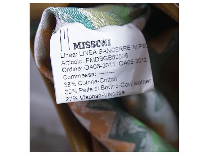 Borsa in pelle e tela Missoni Marrone Verde - vista 6